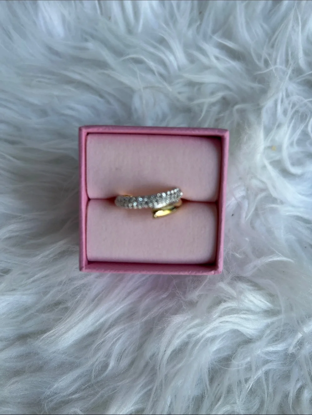 Swarovski Pavé Crystal Double-Band Ring 18K GOLD plated Brand New In Box
